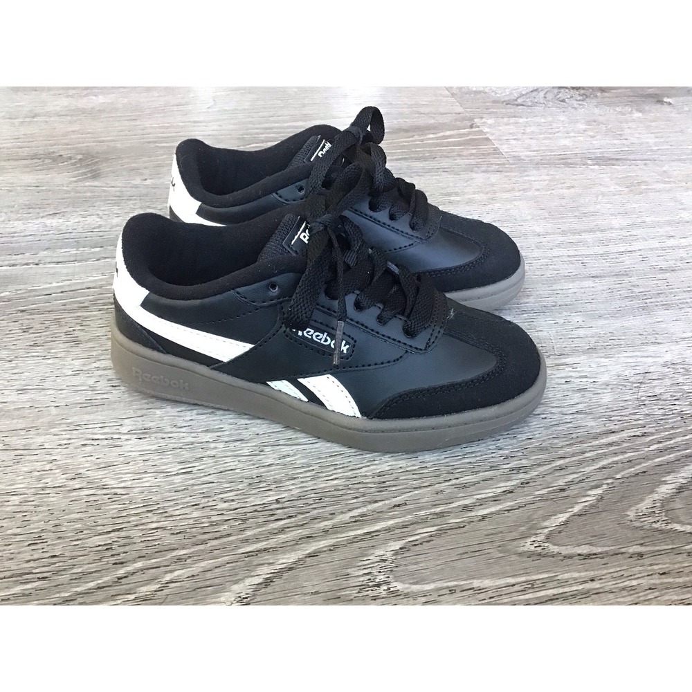 Reebok Youth Kids Size 11K Black White Lace Up Sneakers Shoes